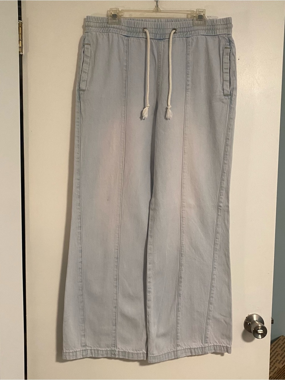 NWOT KanCan Alina High Rise Wide Leg Jeans Denim 13/30 Stretch Light Wash Boho